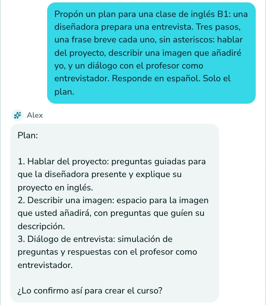 Un profesor prepara con el asistente de IA de Langlisto una clase personalizada para una entrevista de trabajo