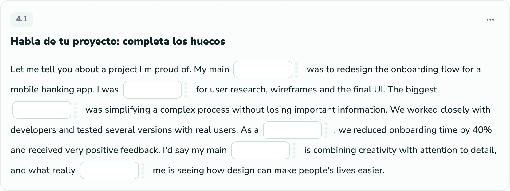 Ejercicio de una clase personalizada de Langlisto para preparar una entrevista de trabajo