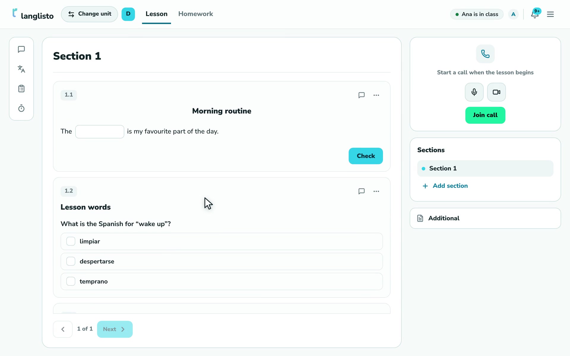 Assembling a lesson from ready-made exercise templates