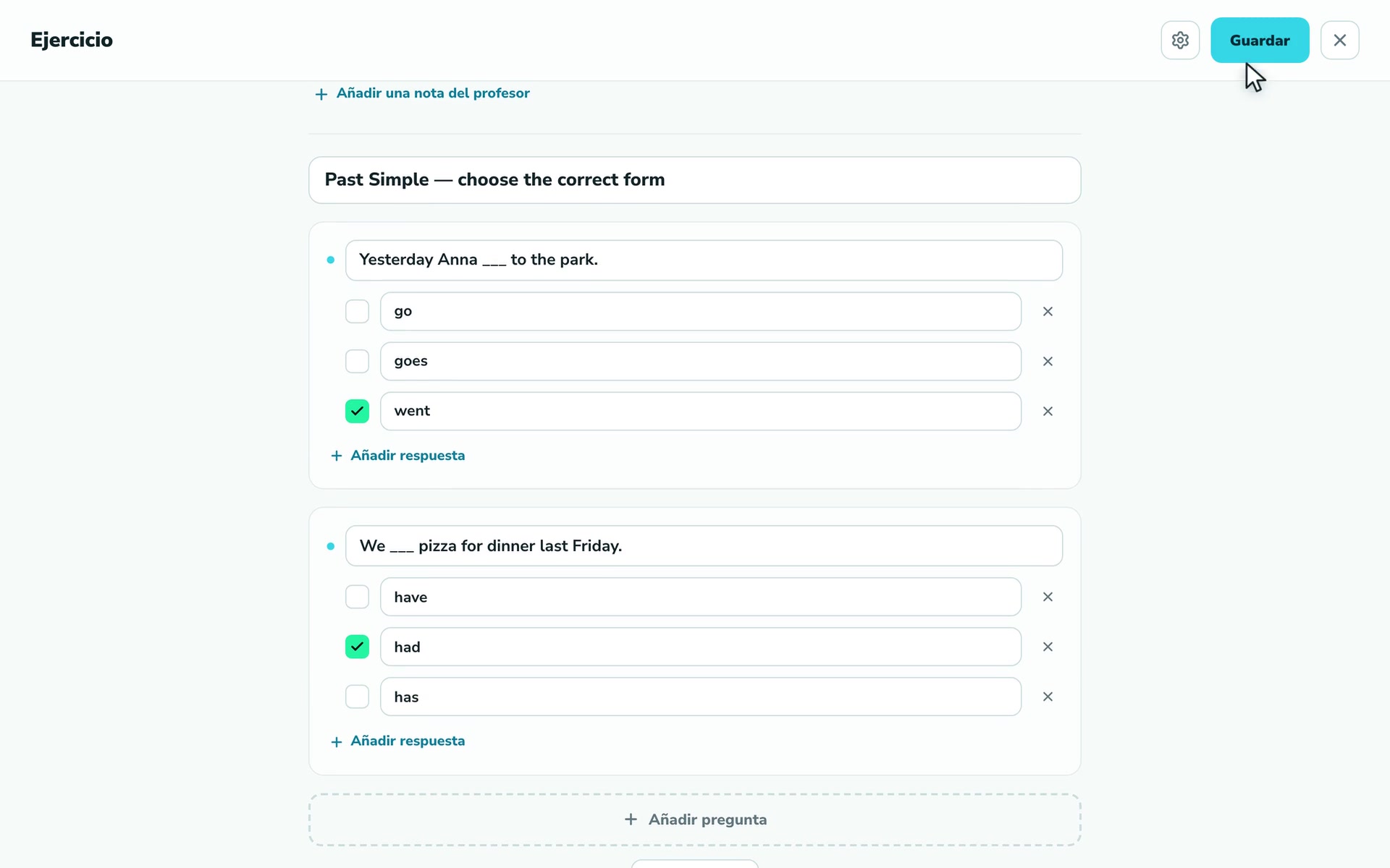 Una demostración de la IA generando un ejercicio a partir de la descripción de un tema